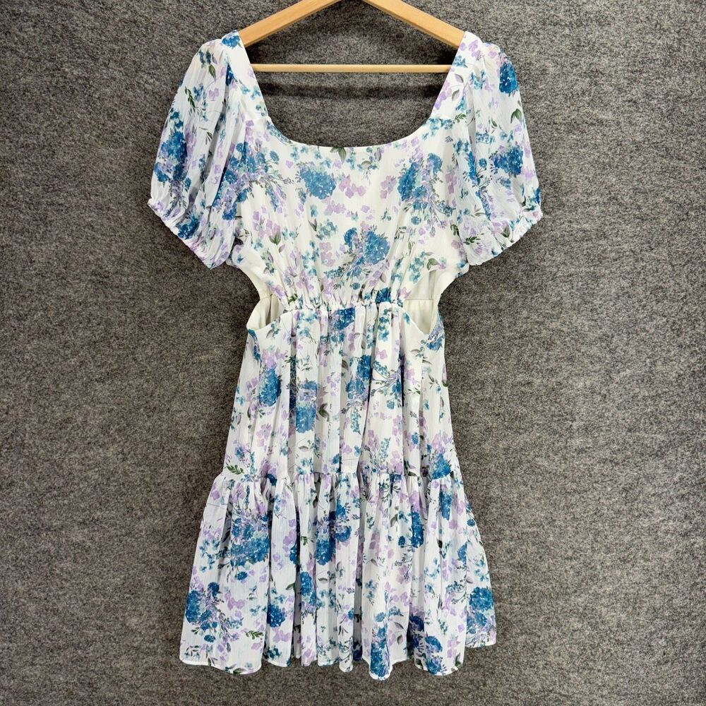 Taylor Dress Women 4 White Floral Sheath Short Square Neck Short Sleeve Lined